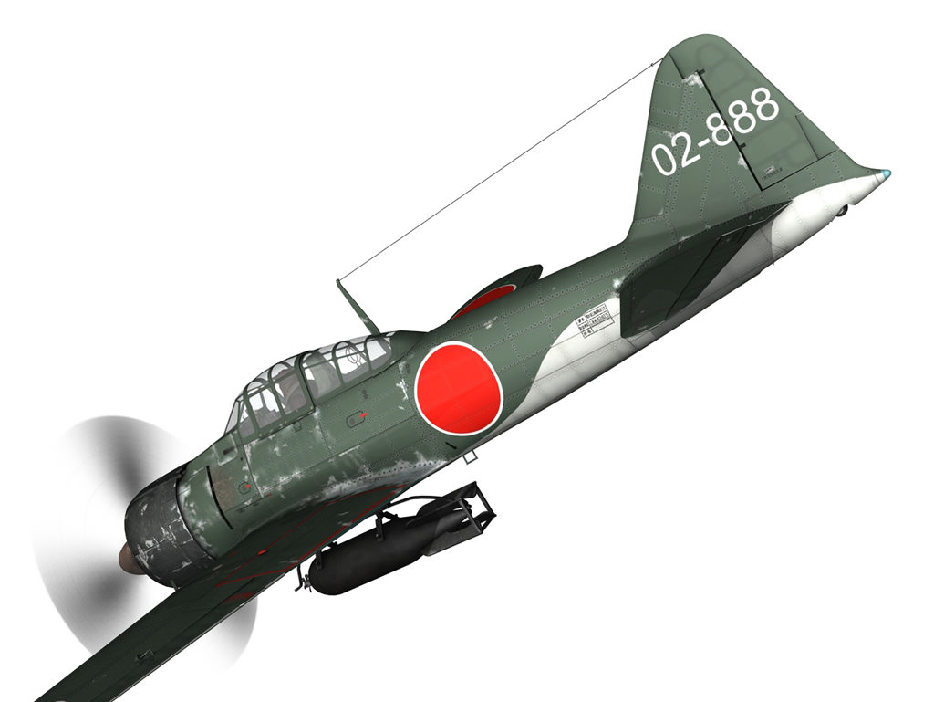 Mitsubishi A6M2 Sen Baku - Kamikaze Unit 3D Model OBJ FBX 