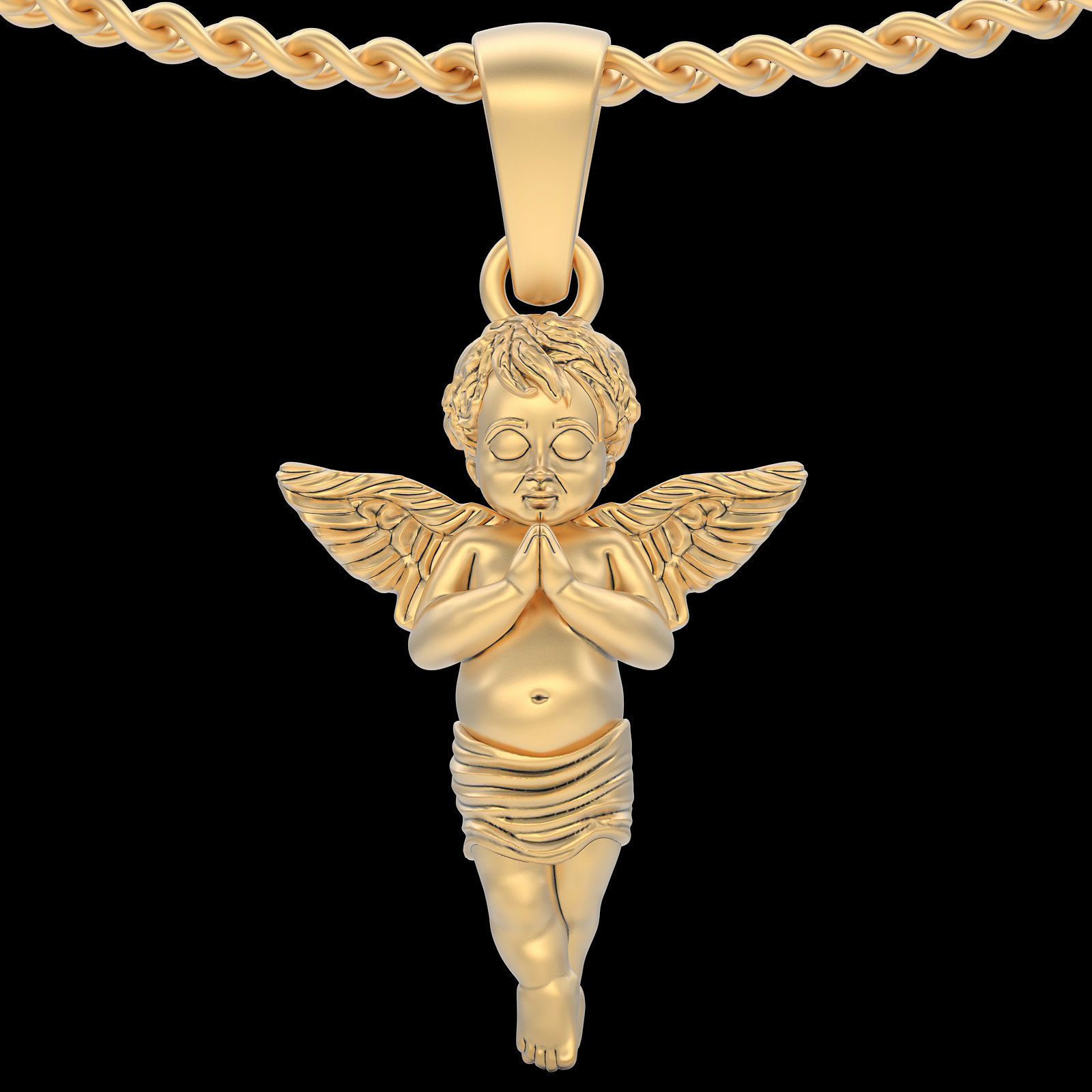 Praying Baby angel pendant silver gold printable jewelry 3D model 3D