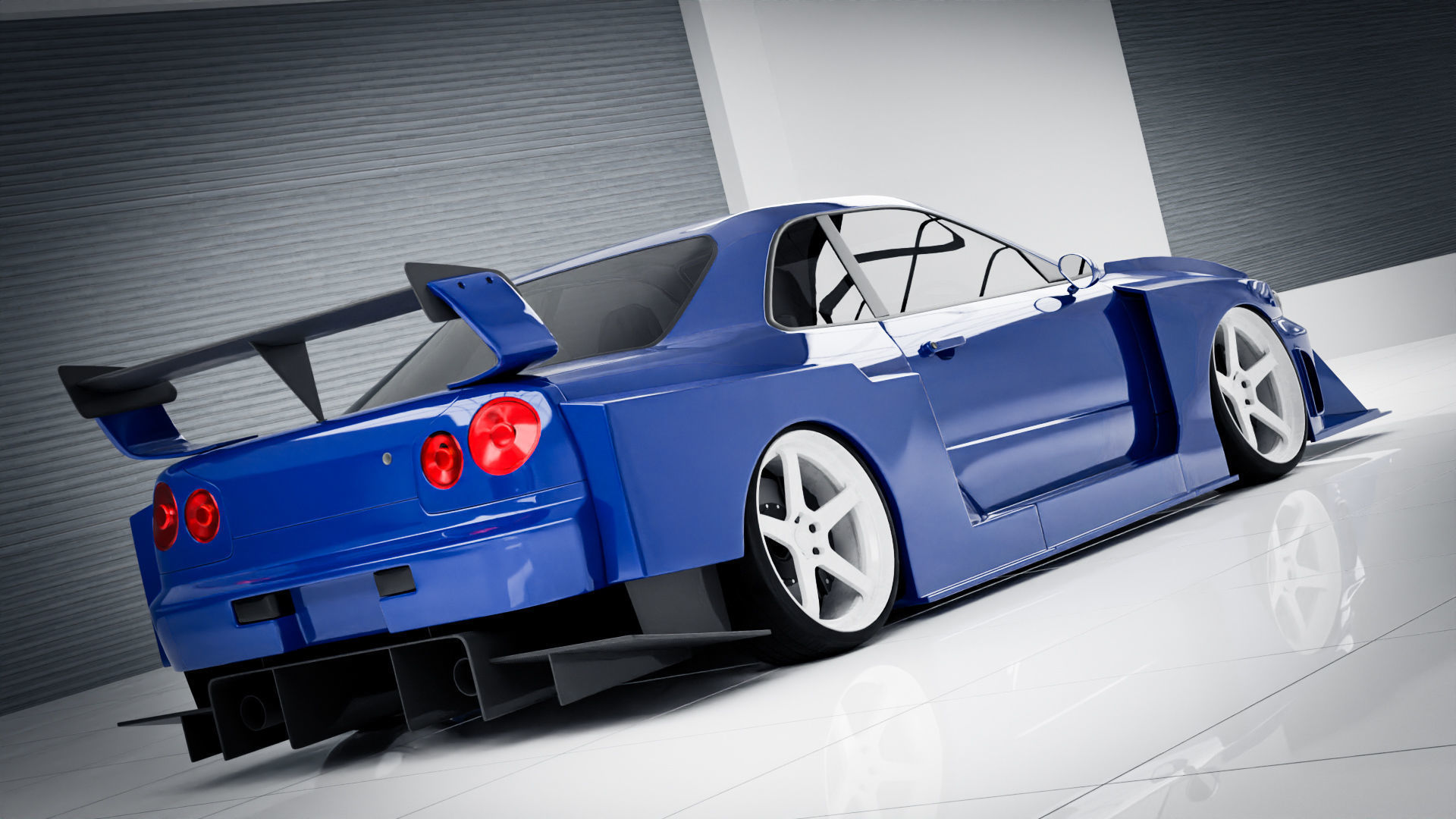 Nissan Skyline GT-R R34 LBWK 3D model | CGTrader