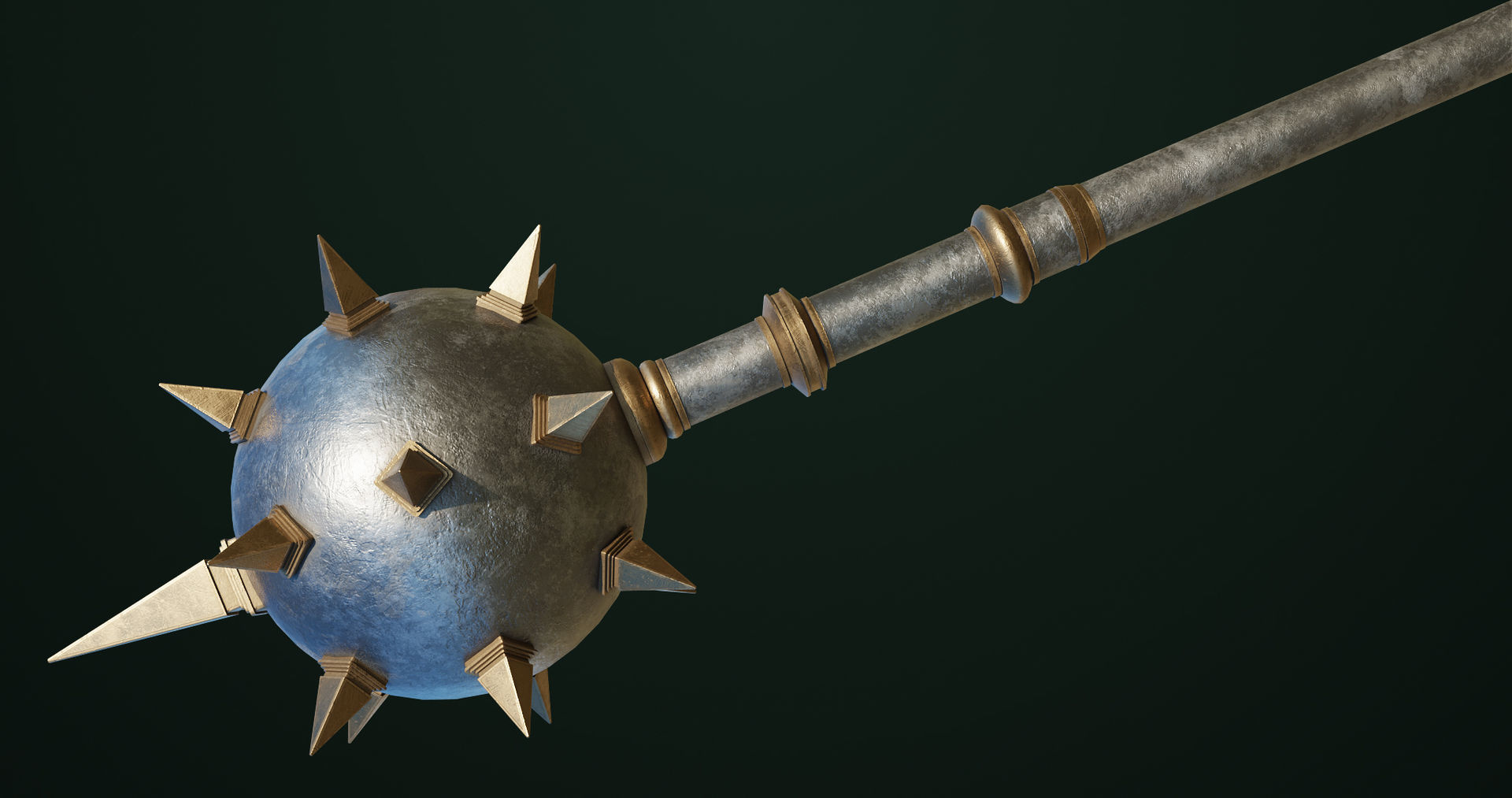 3D model Old Medieval Mace 01 All PBR Unity UE Textures VR / AR / low ...