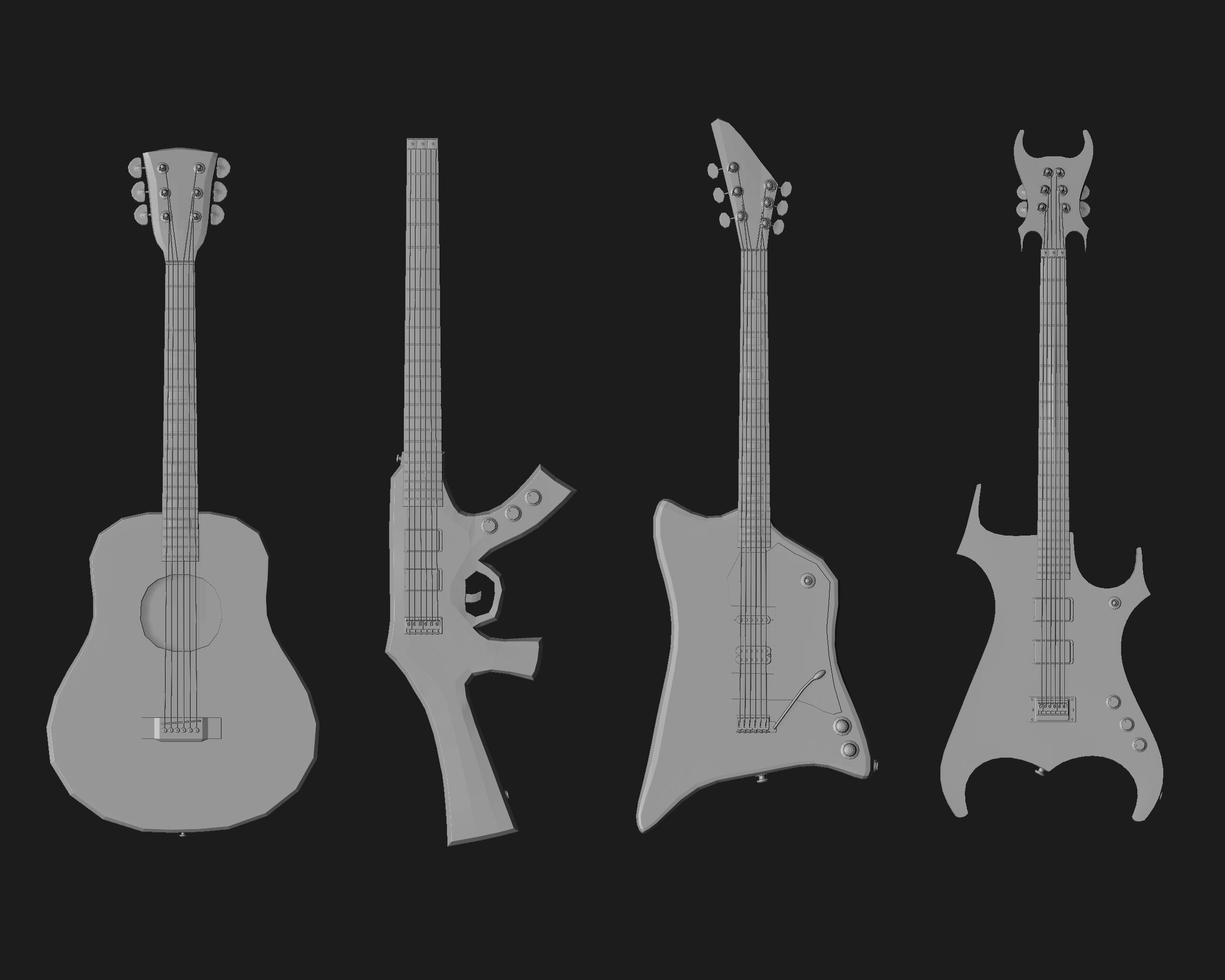 30 electric guitar shapes IMM brush Zbrush 3D model CGTrader