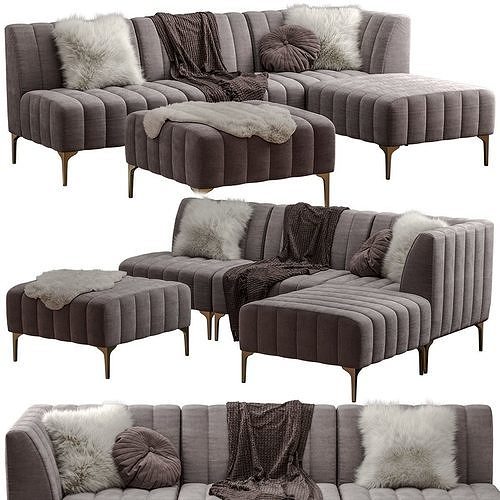 Pottery Barn Avalon Sofa Fabric sectional 3D model CGTrader