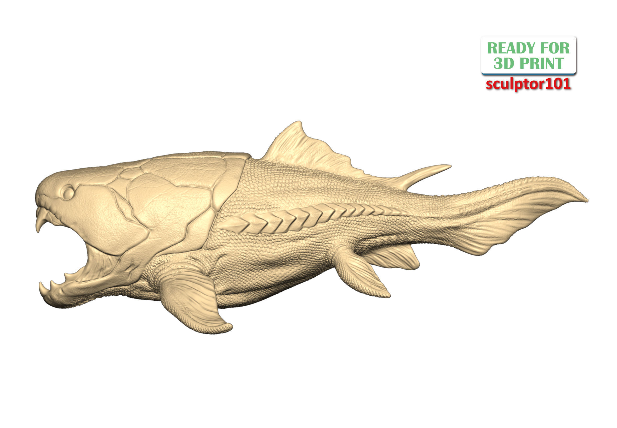 Ancient Ocean Creature Dunkleosteus 3D sculpting 3D model 3D printable ...