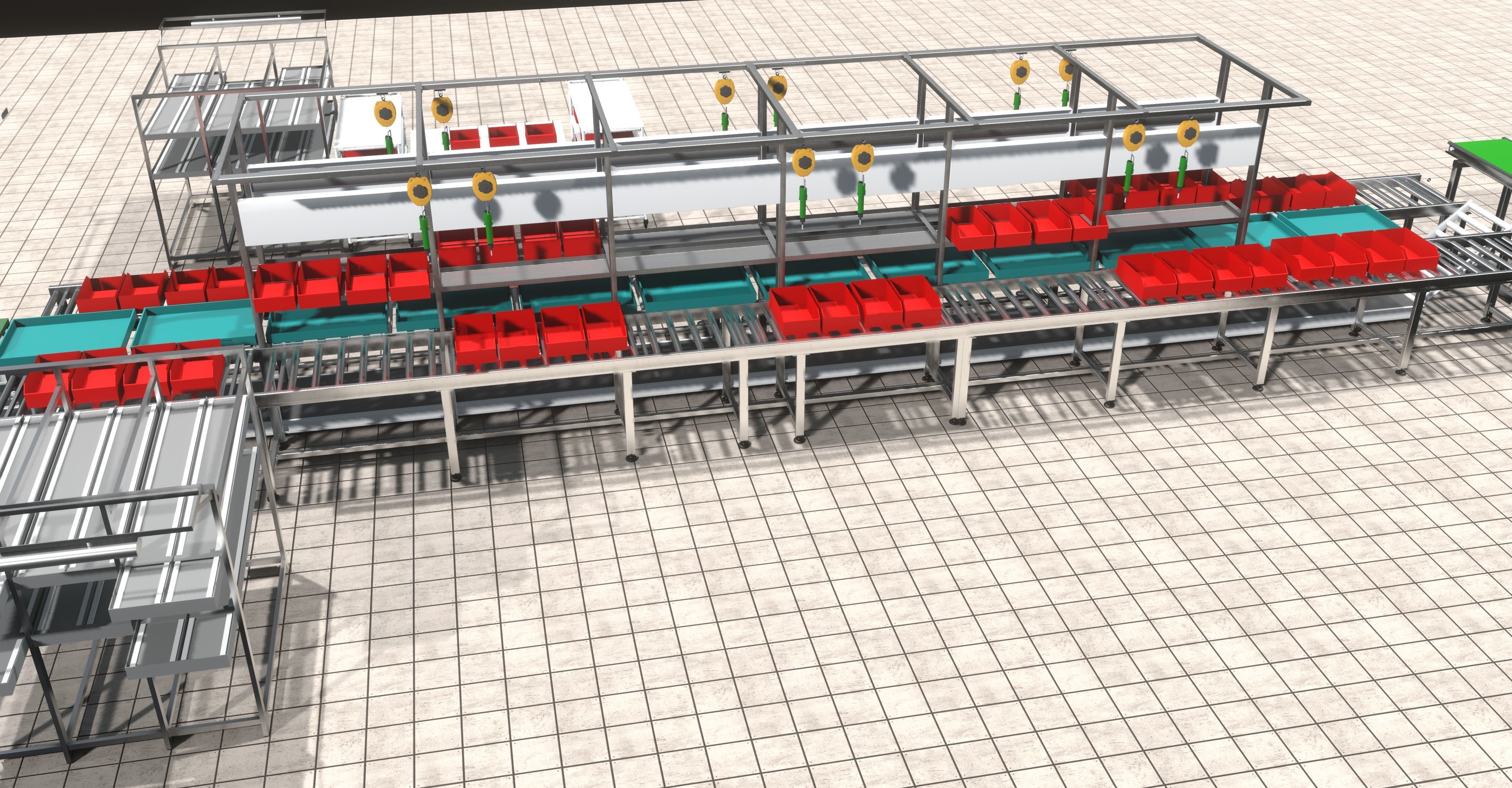 Assembly Line in Electronics Components Manufacturing 3D model animated