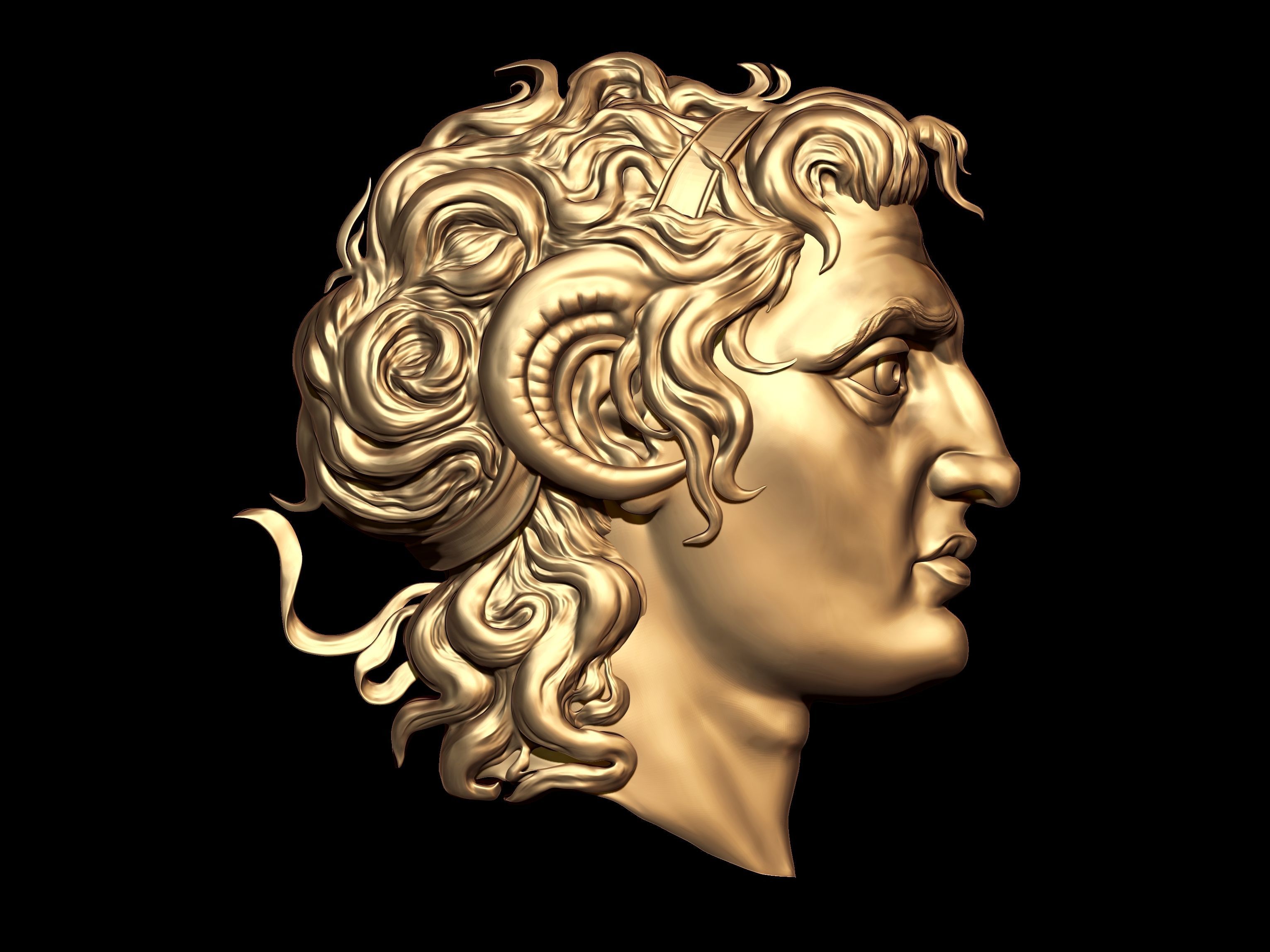 Alexander macedonian face bas relief sc04 3D model 3D printable CGTrader