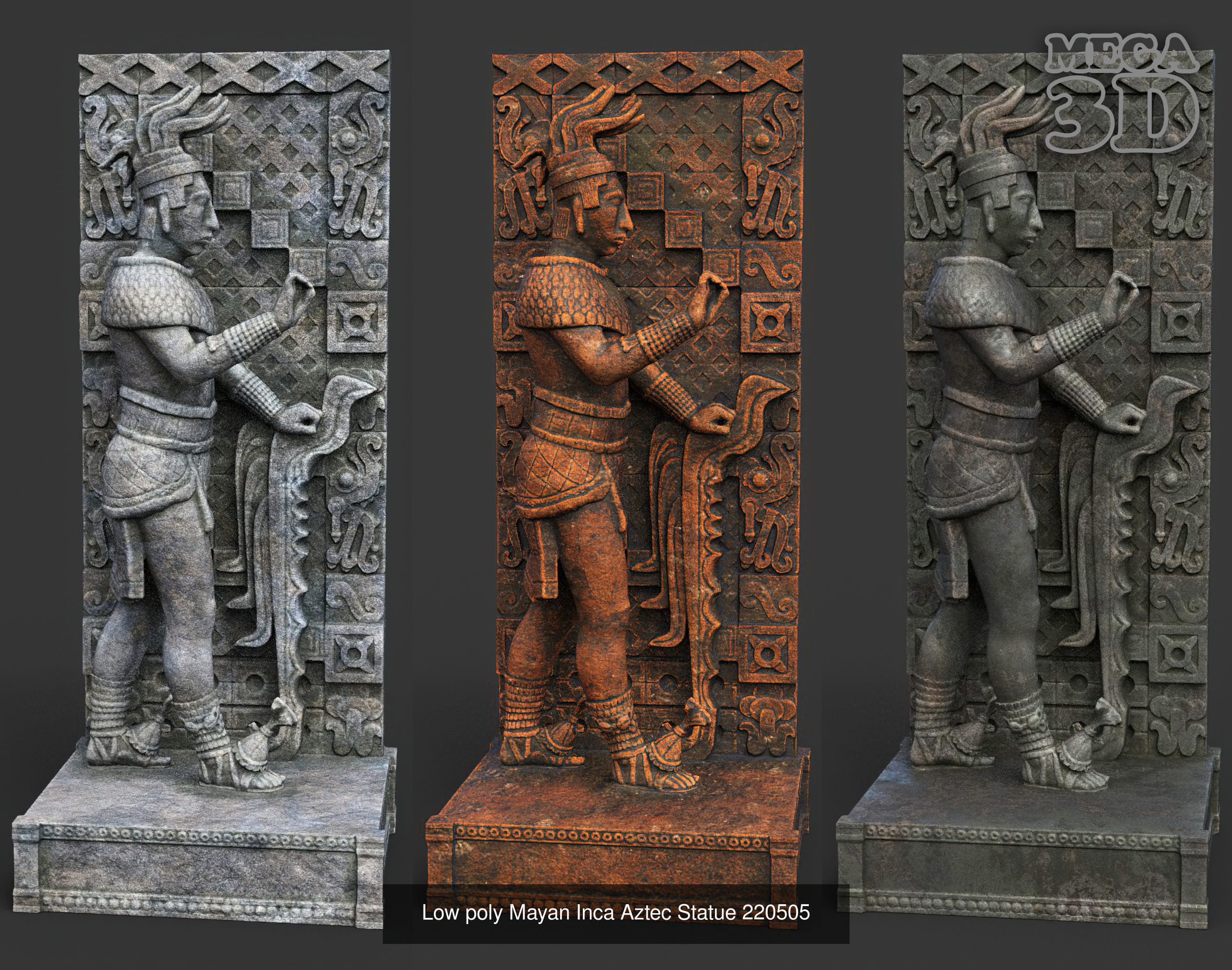 05 Low poly Mayan Statues 3D model Collection 1 CGTrader