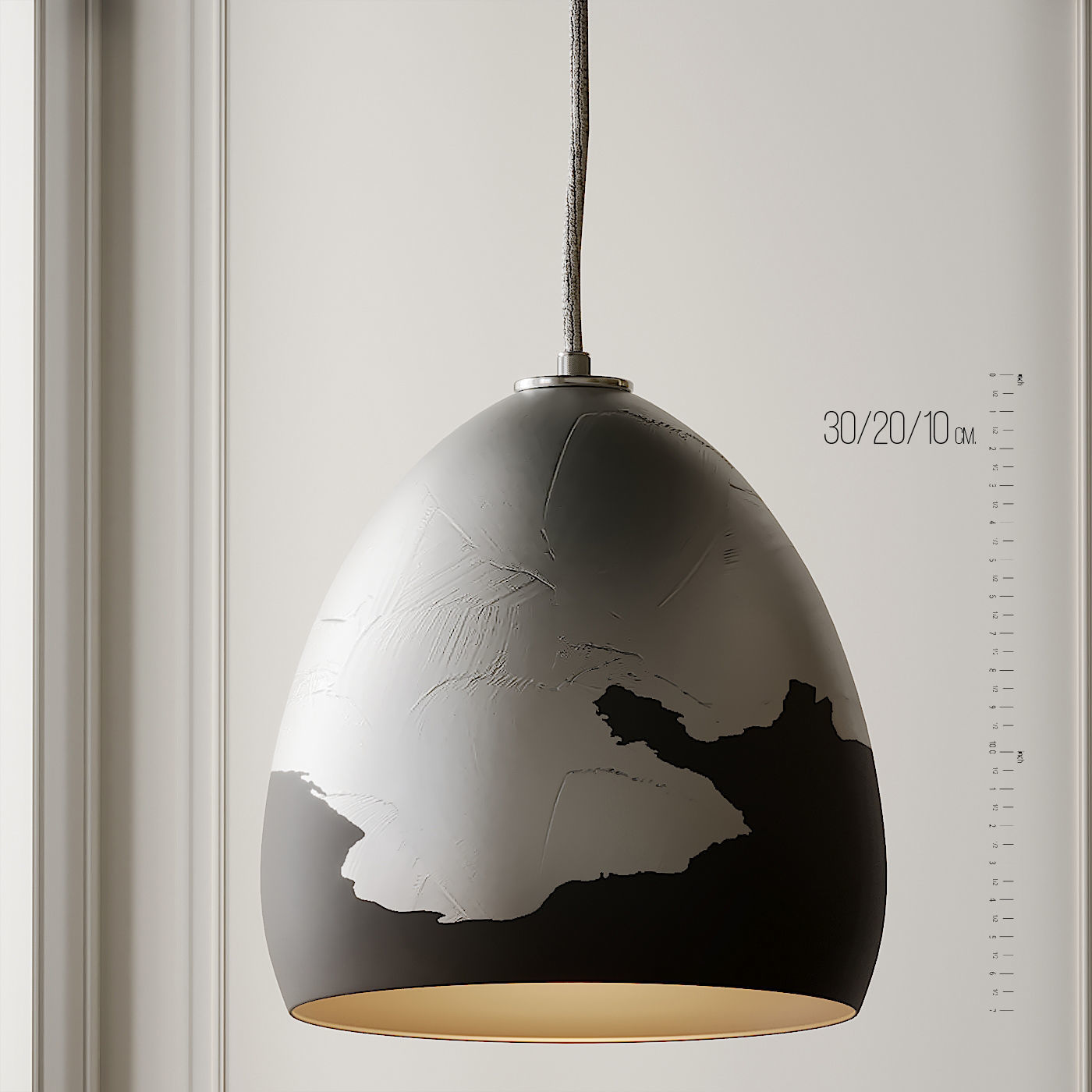 Matte Black and Silver Ombre Porcelain Pendant Light 3D model | CGTrader