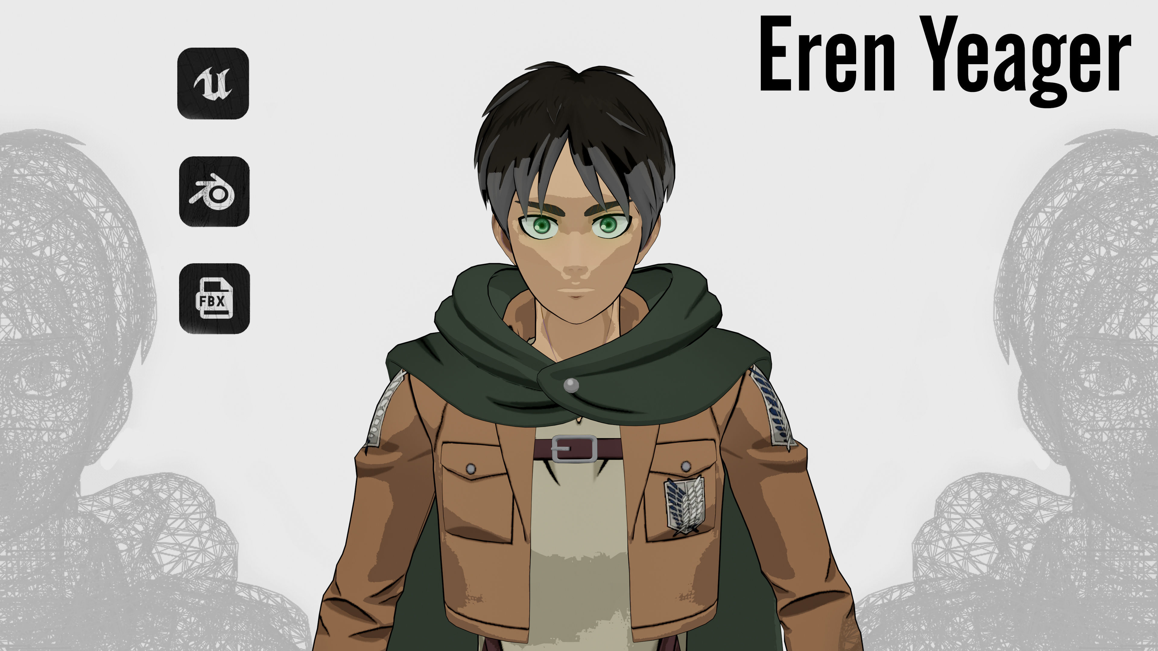 3D model Eren Yeager- Attack on titan- Game Ready 3D model - Fully ...