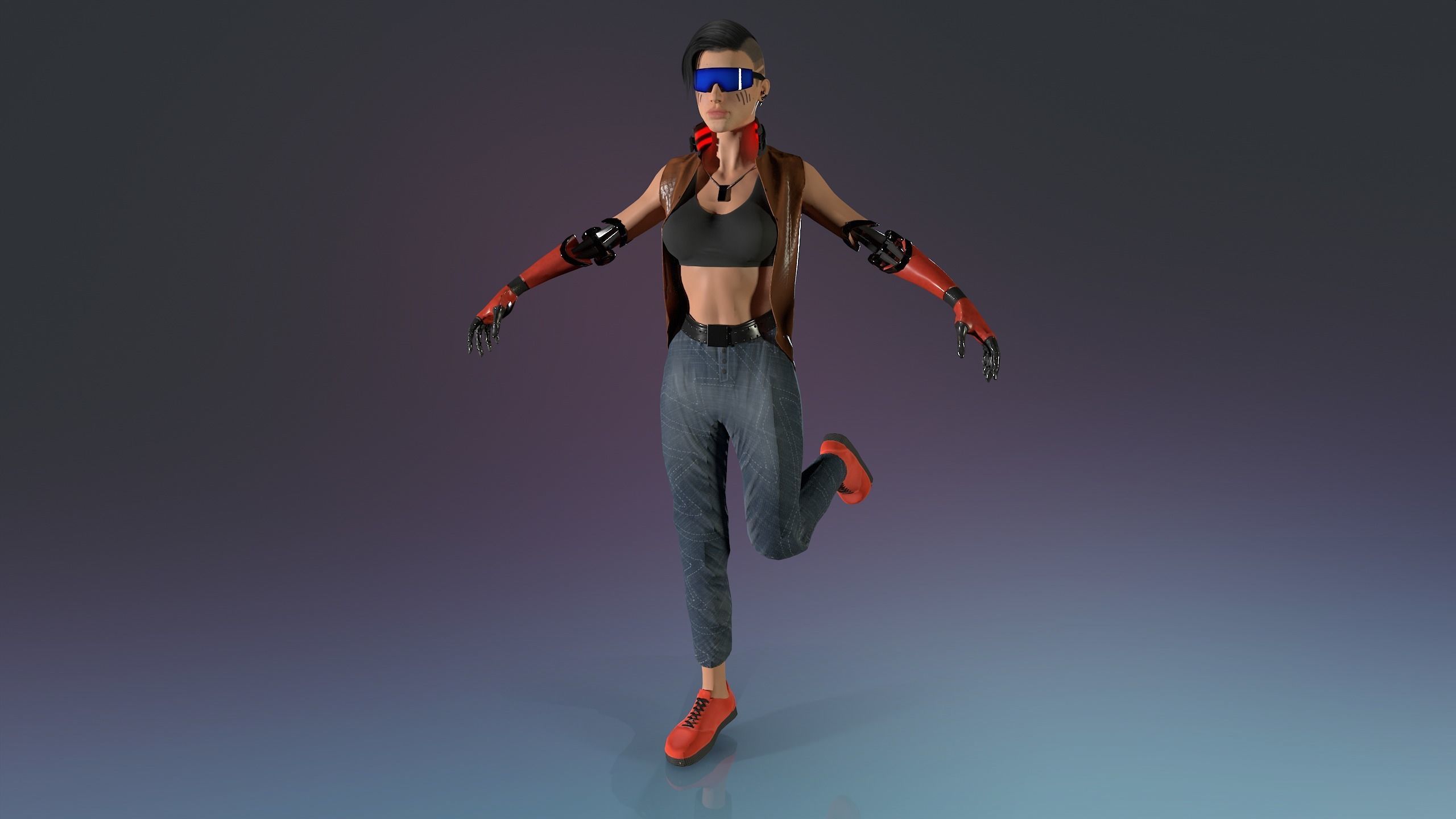 3D model Cyberpunk Girl VR / AR / low-poly | CGTrader