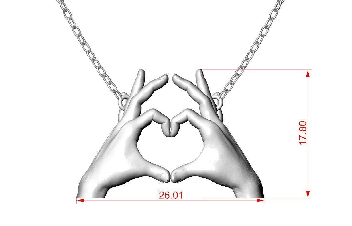Hand Heart Printable 3D Pendant 3D model 3D printable CGTrader