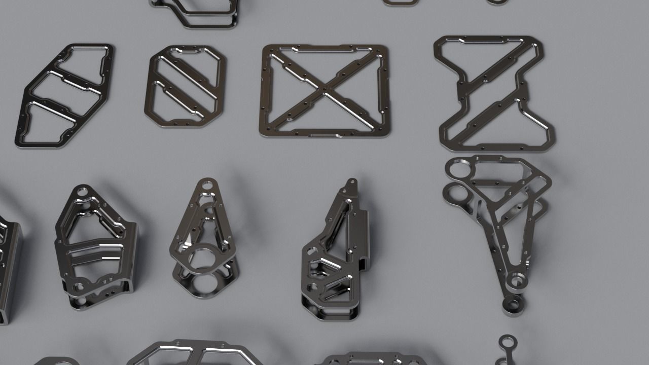 Machined Mecha Parts KitBash 3D model CGTrader