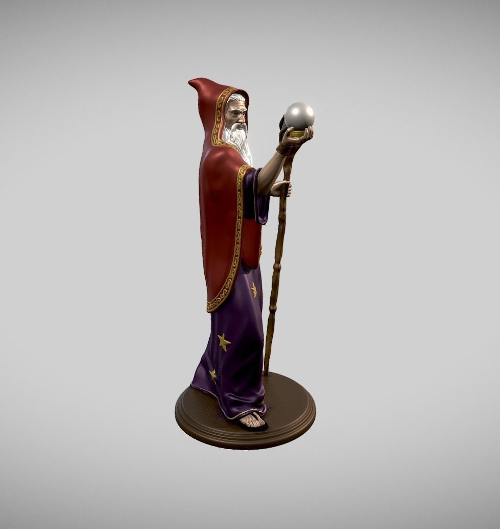 Merlin wizard statue for 3D printing 3D model 3D printable CGTrader