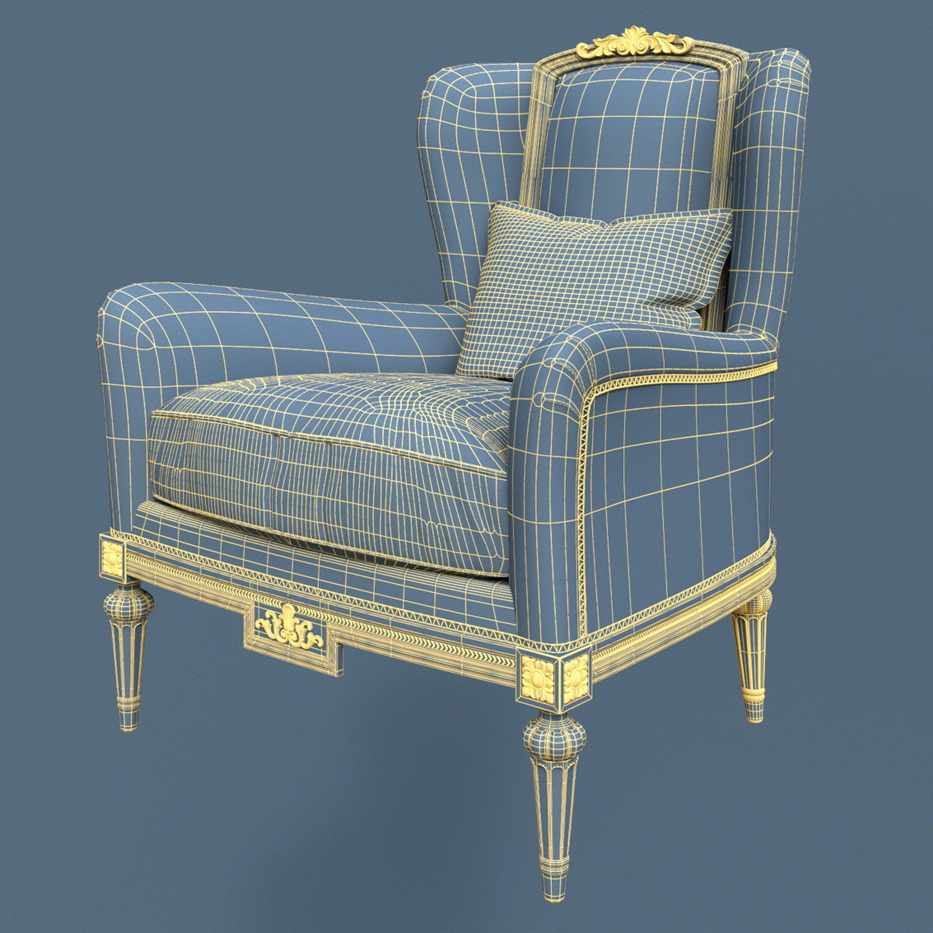 4 classic armchairs set 3D model CGTrader