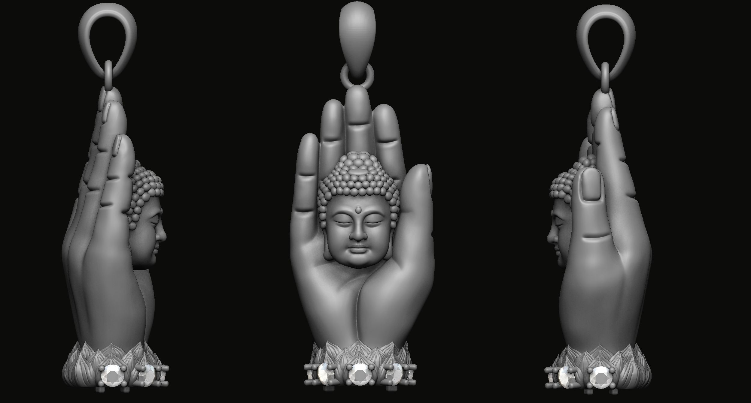 Buddha hand Pendant 3D model 3D printable CGTrader