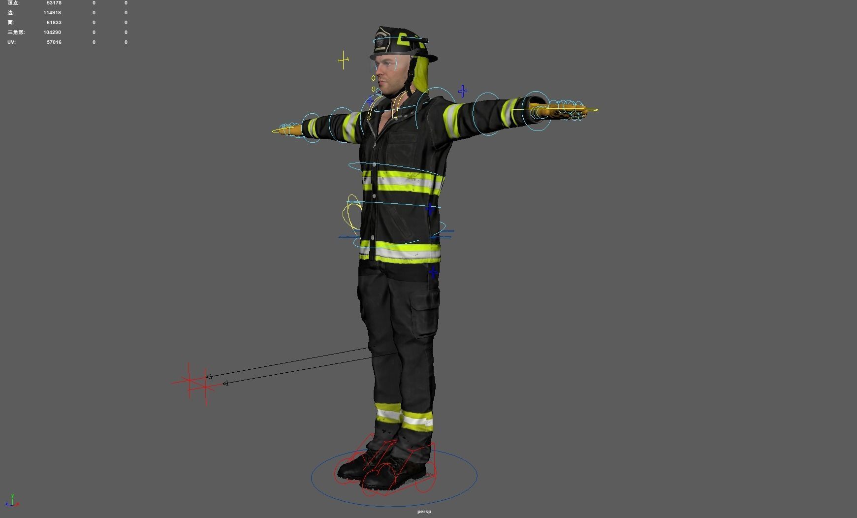 3D model Firefighter Rigged 3D model VR / AR / low-poly | CGTrader