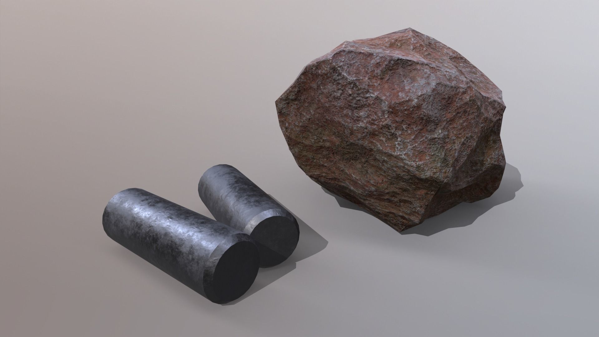 3D model Iron ore and refined iron resource deposit VR / AR / lowpoly