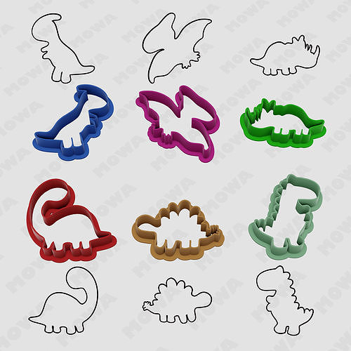 Baby Dinosaur cookie cutter set 6 PCS 3D model 3D printable | CGTrader