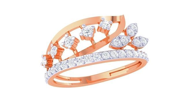 Plant Leaf Nature Theme Diamond Ring 3dm stl obj mtl glb gltf 3D model ...