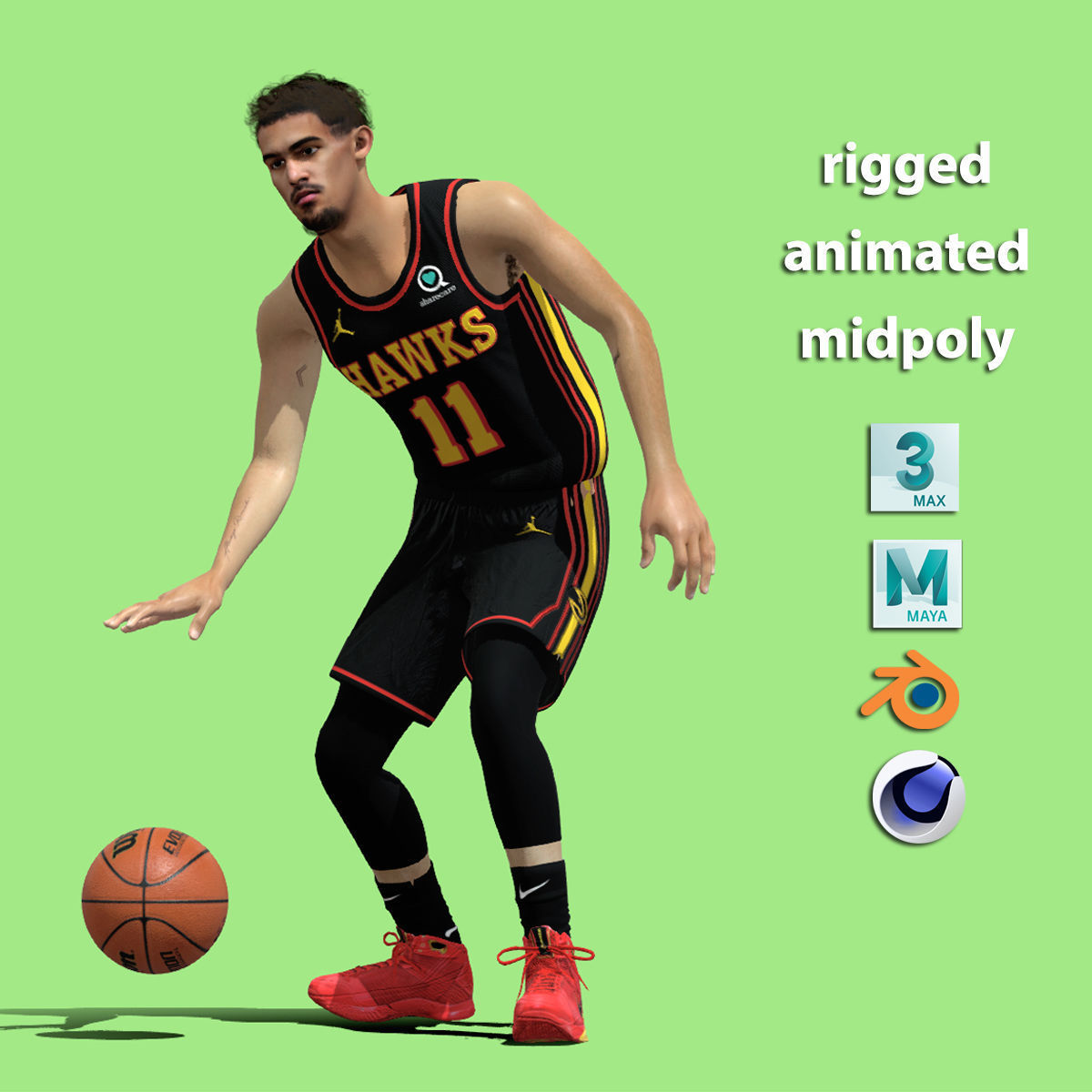 3D Rigged Trae Young Atlanta Hawks NBA 3D model animated rigged CGTrader