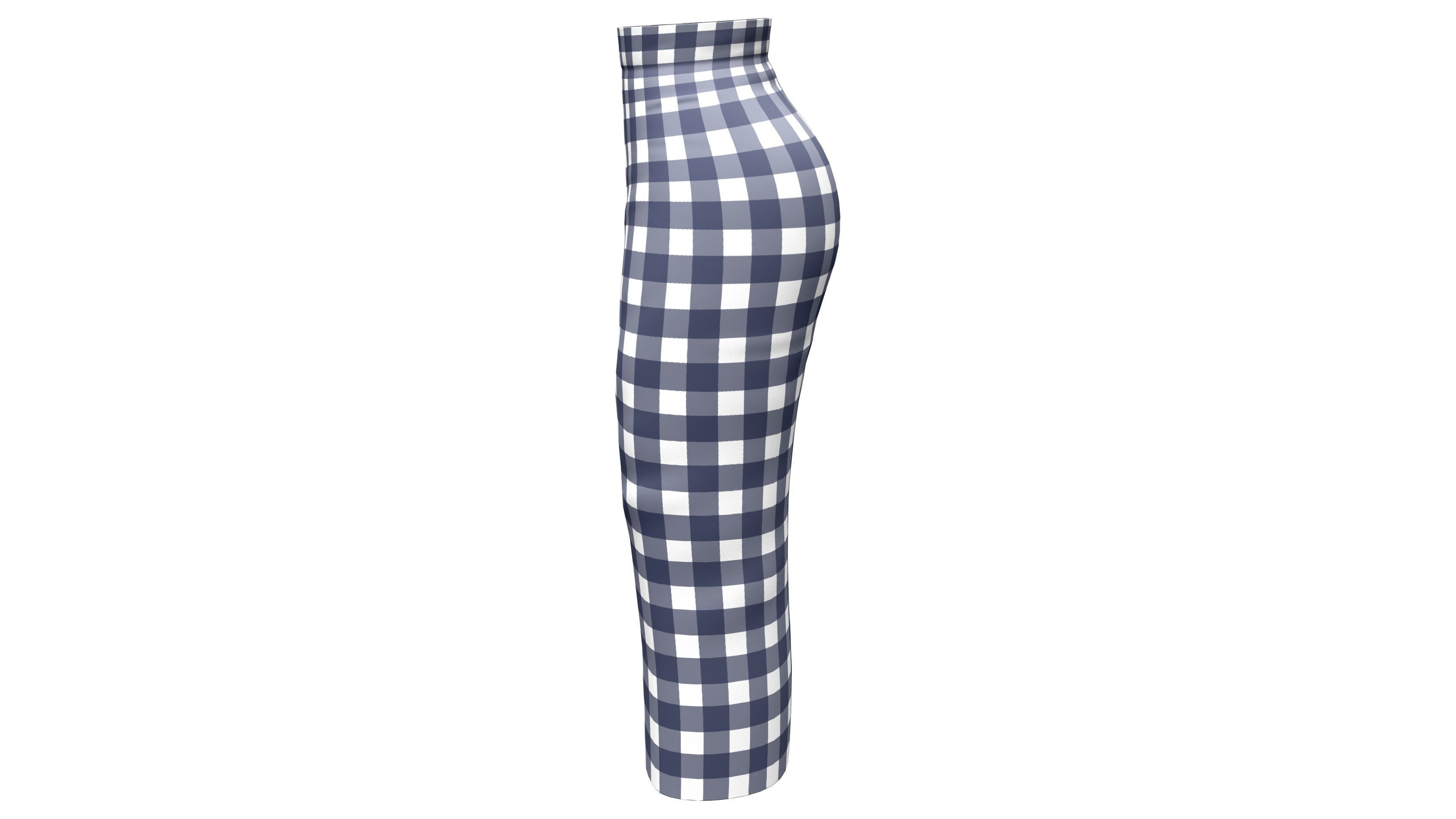 3D model Checkered Patterns BelowKnee Pencil Skirt VR / AR / lowpoly