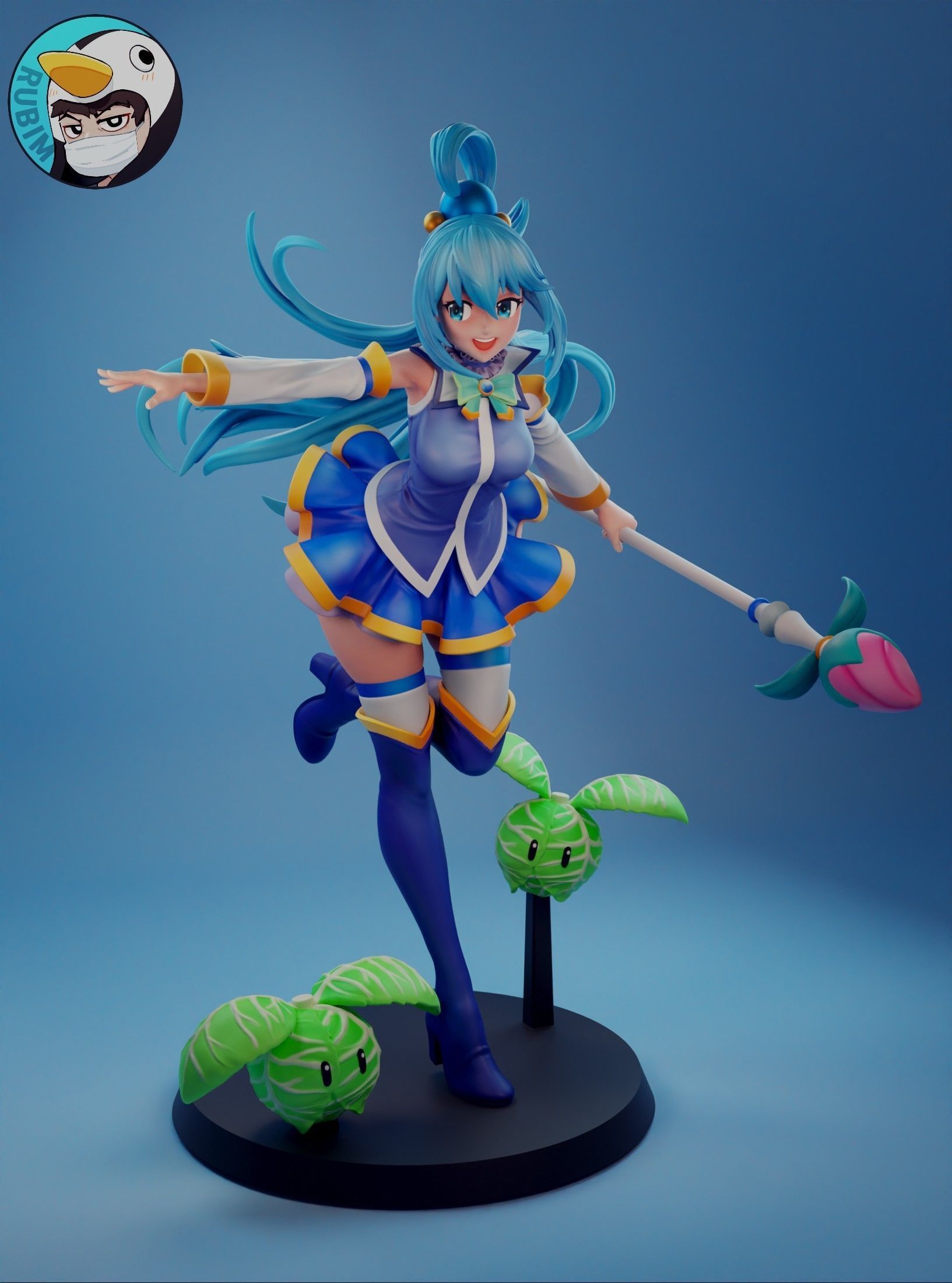 Konosuba Aqua 3D model 3D printable | CGTrader