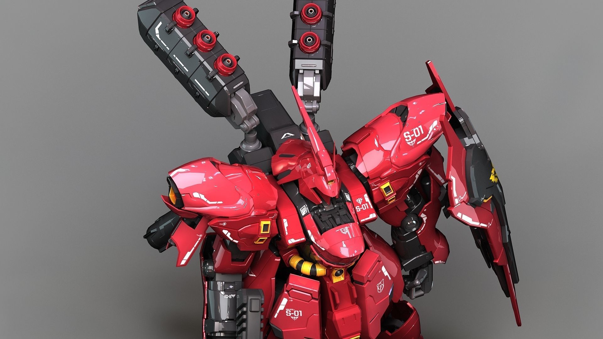 MOBILE SUIT GUNDAM MSN-04 SAZABI 3D model rigged | CGTrader