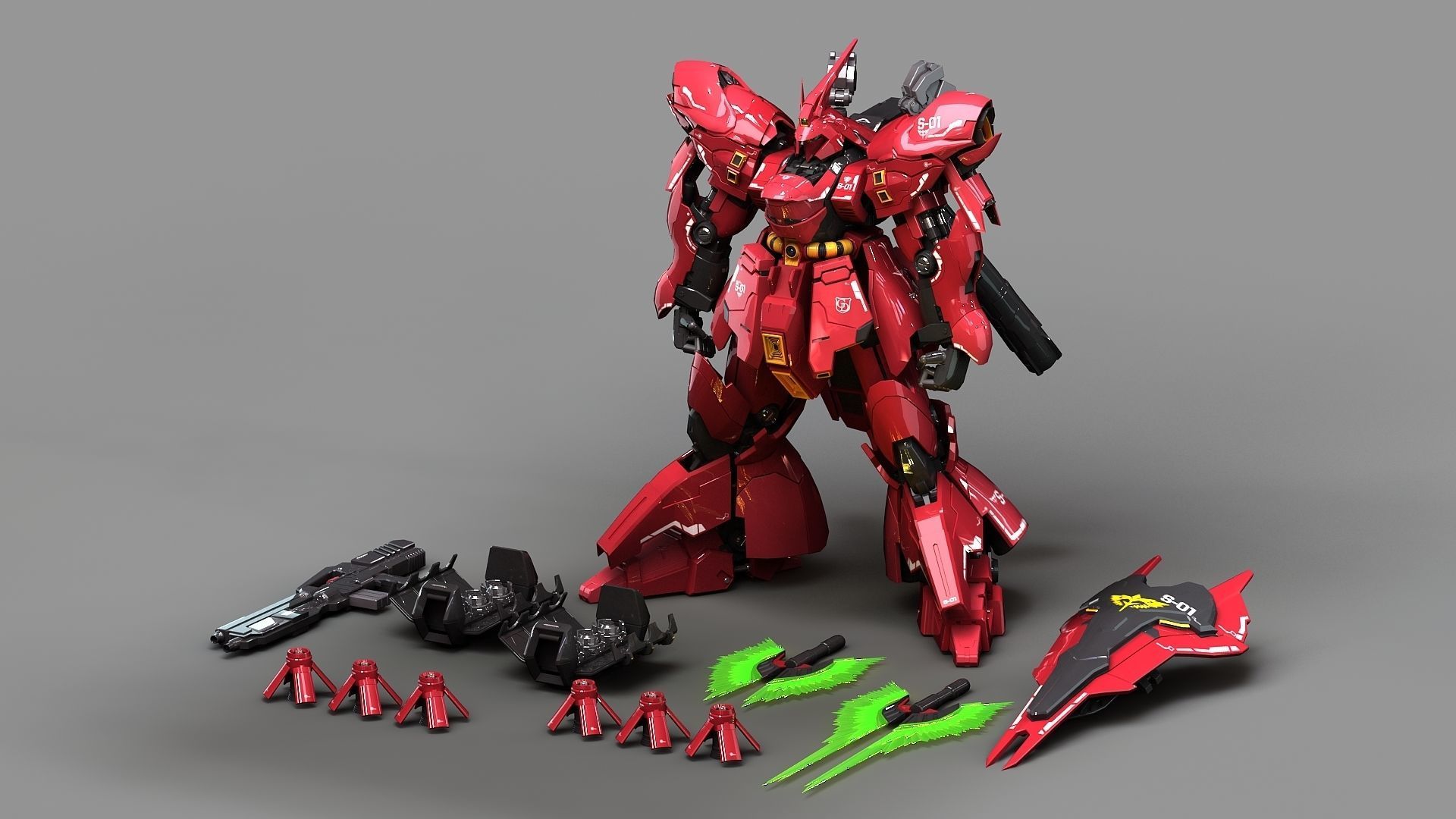 MOBILE SUIT GUNDAM MSN-04 SAZABI 3D model rigged | CGTrader