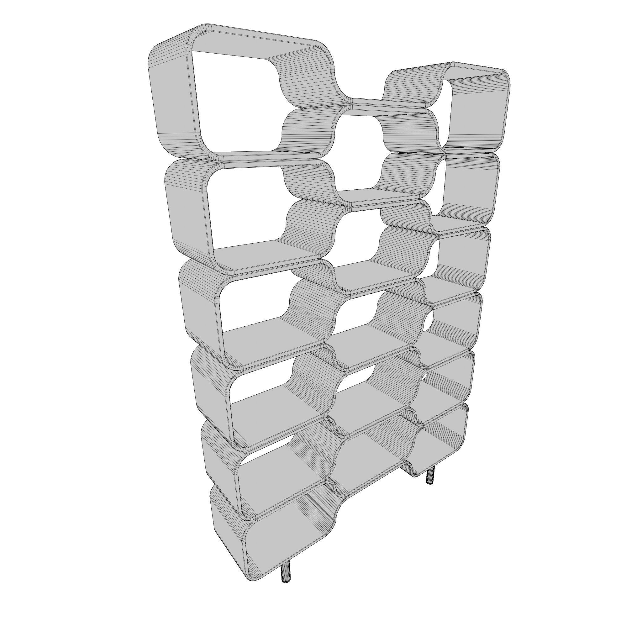 3D model Wooden BookShelf VR / AR / lowpoly CGTrader