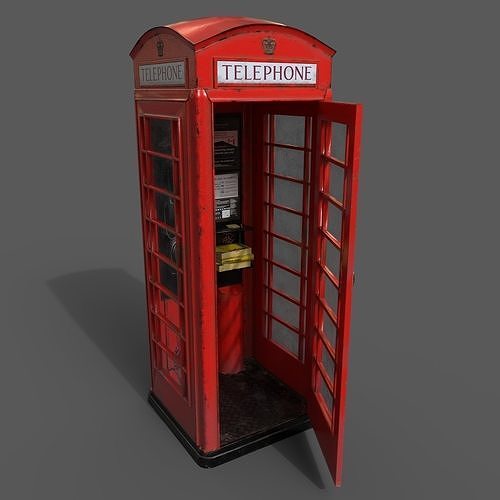 3D model British K6 Telephone Box VR / AR / lowpoly CGTrader