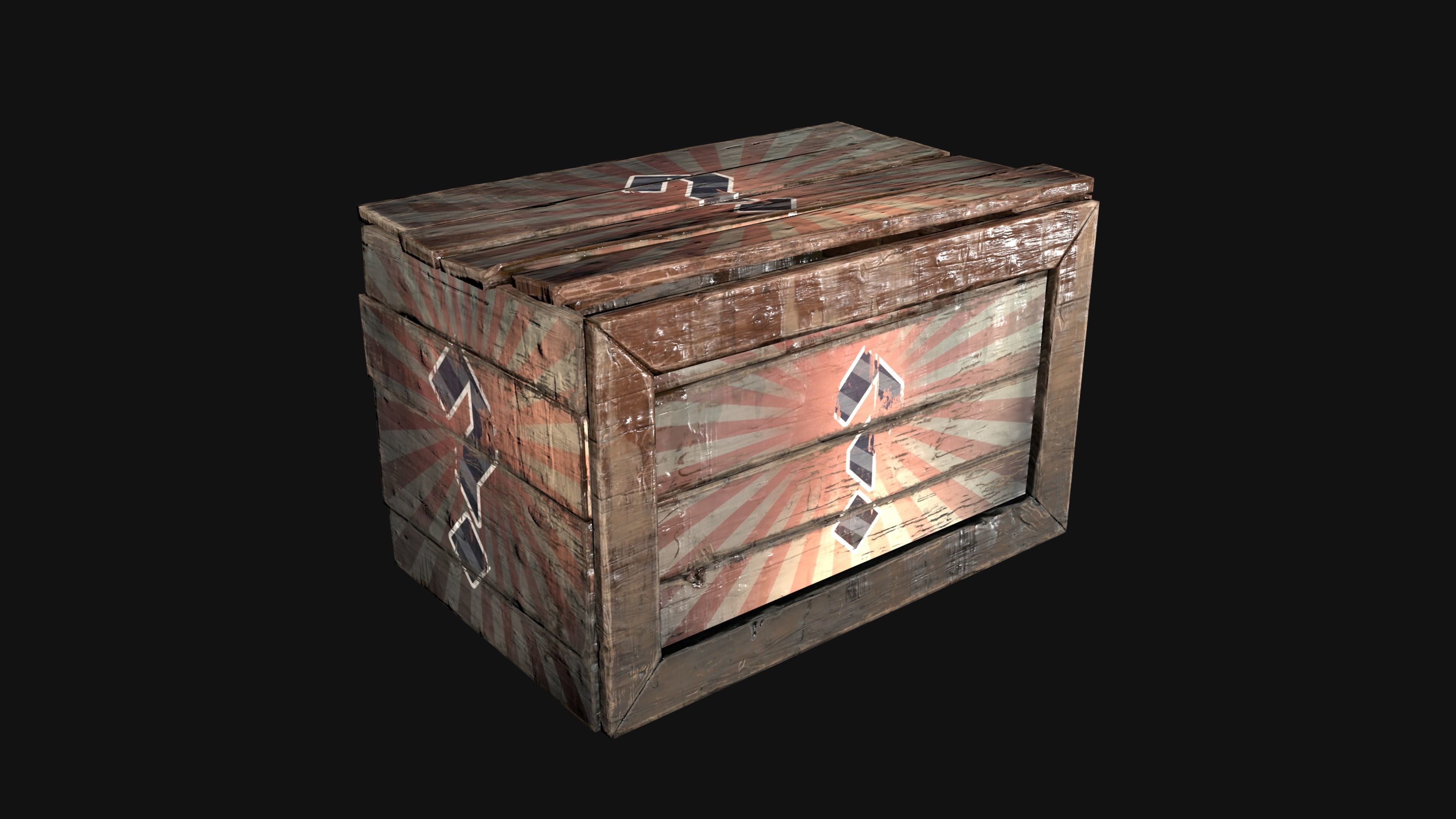 3D Model Wooden Mystery Crate VR AR Low poly CGTrader
