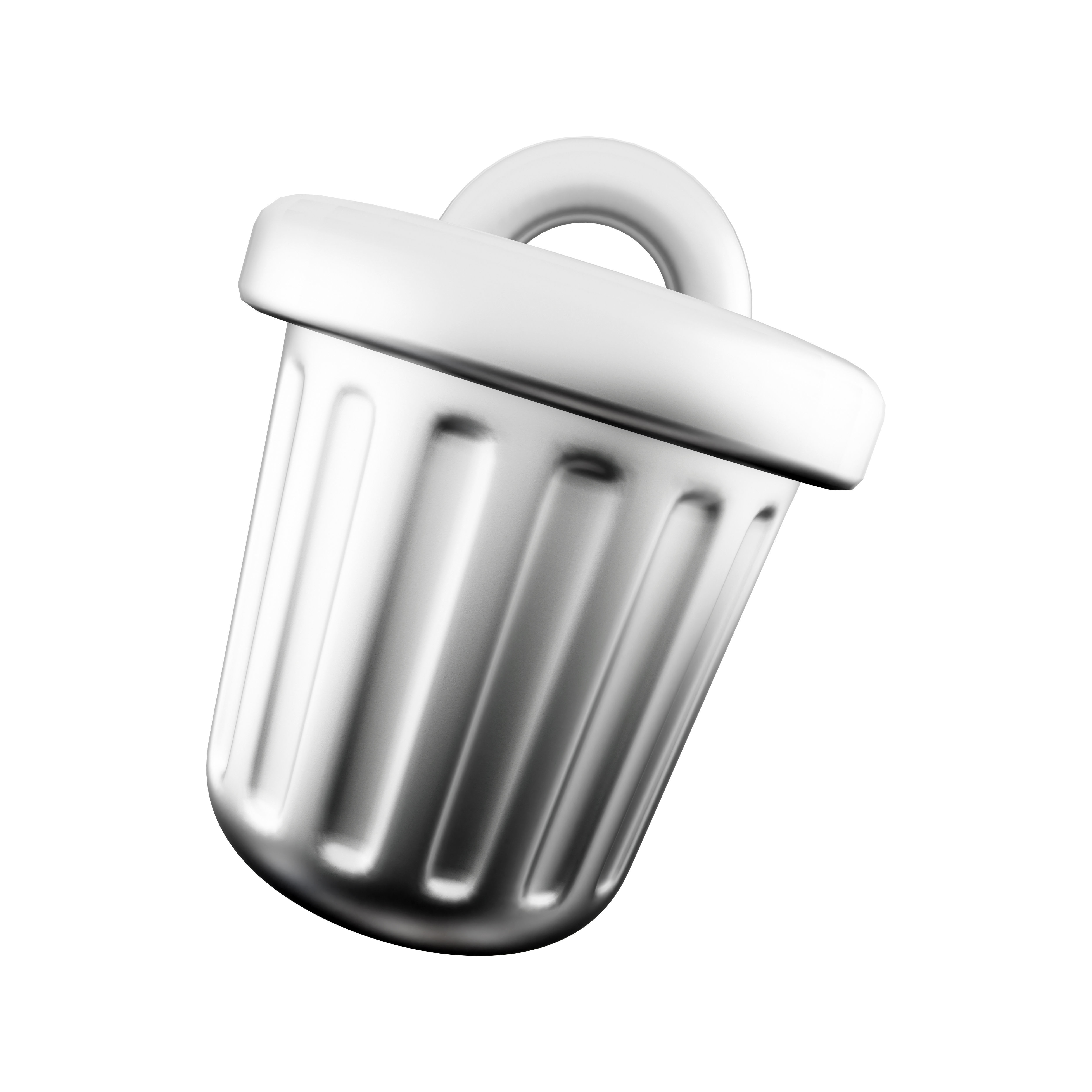 3d metal trash can cartoon icon 3D model CGTrader
