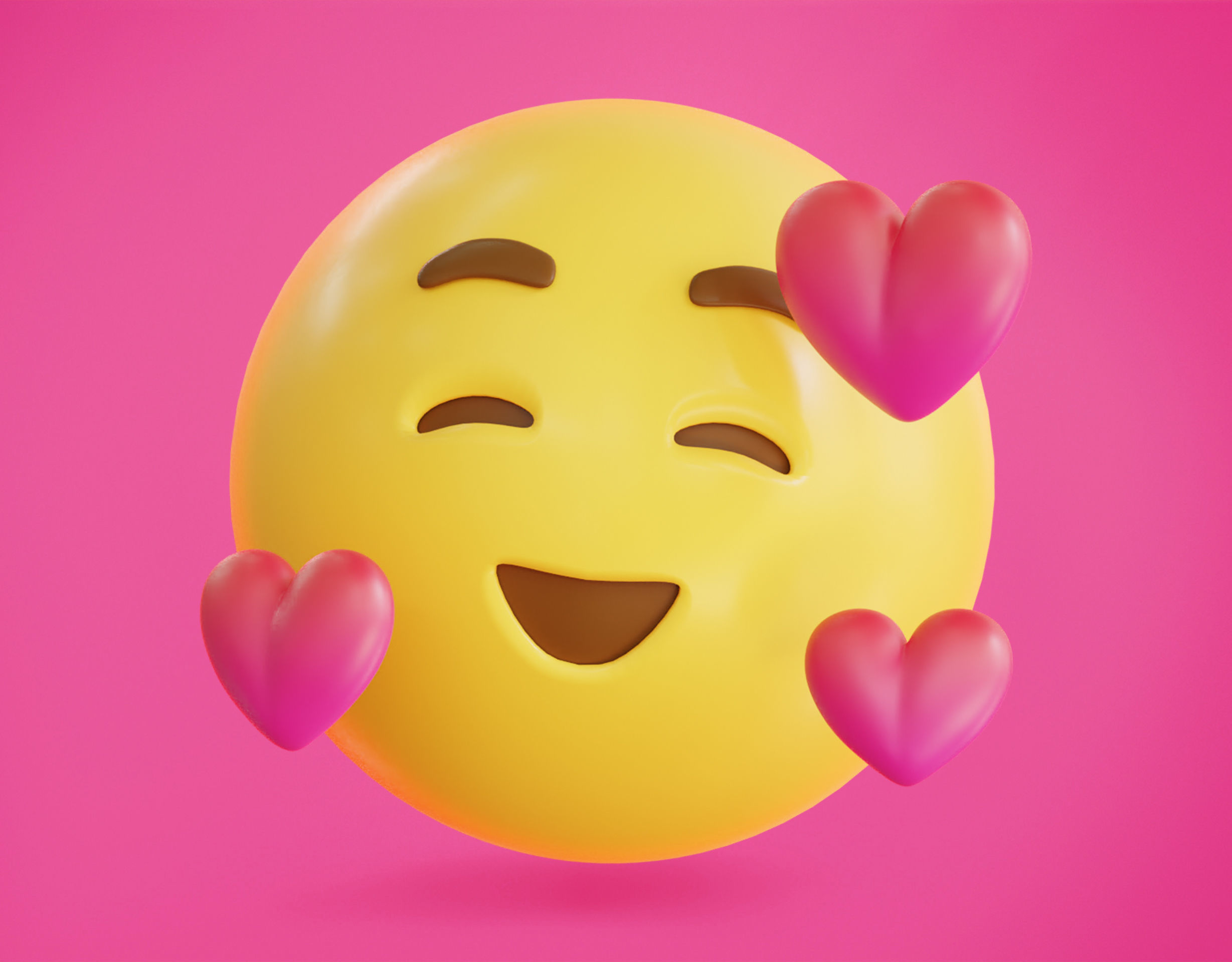 3D model Smiling face with Hearts Animated Emoji VR / AR / low-poly ...