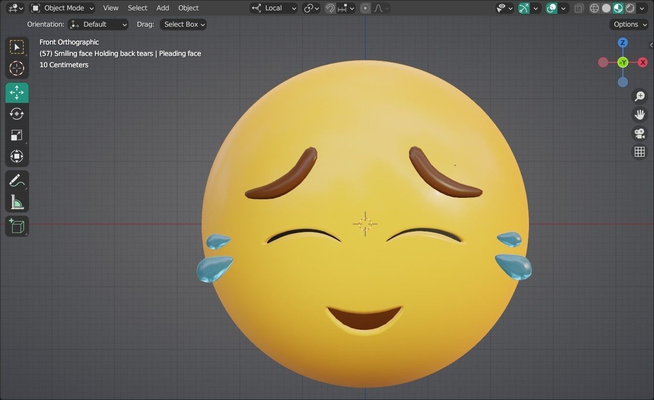 3D model Smiling face holding back Tears Animated Emoji VR / AR / lowpoly CGTrader