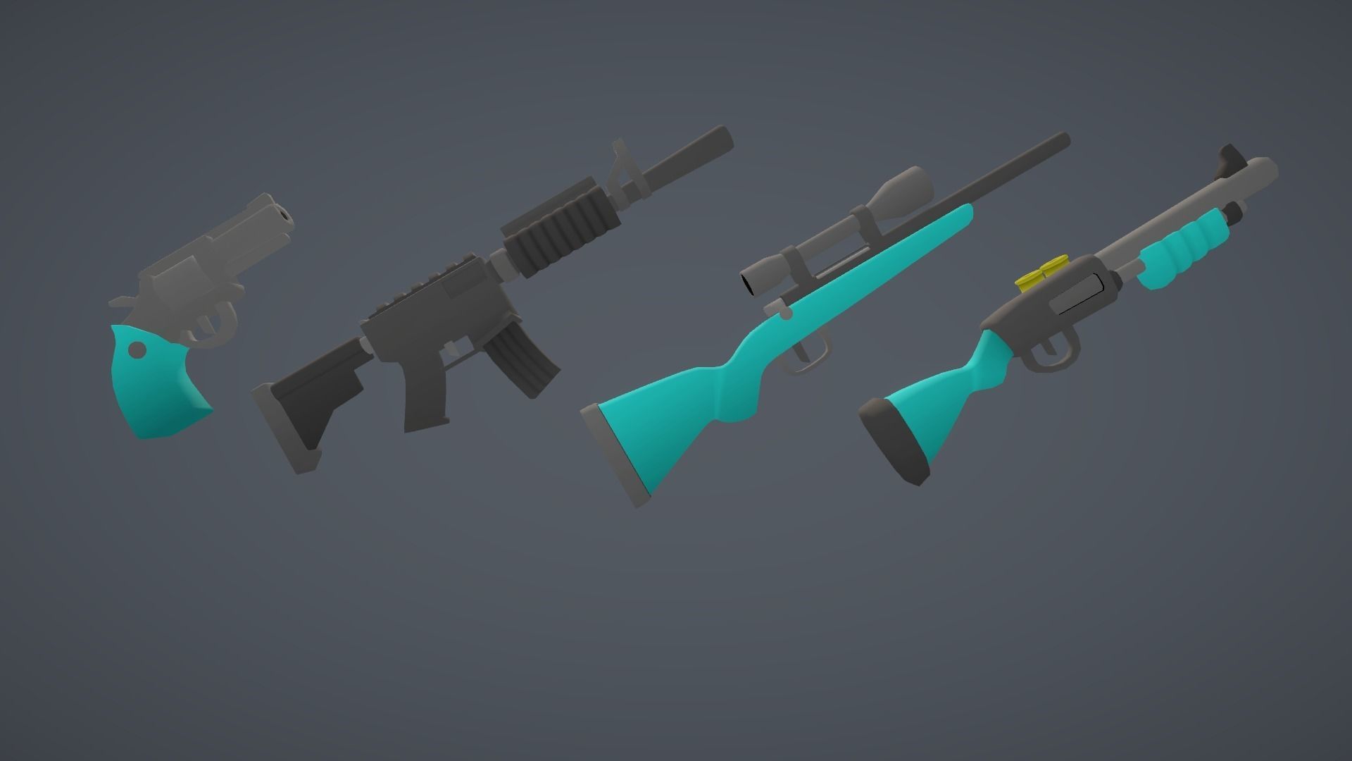 Gun Poly Model 3D model Poly World - Toon Guns VR / AR / low-poly | CGTrader