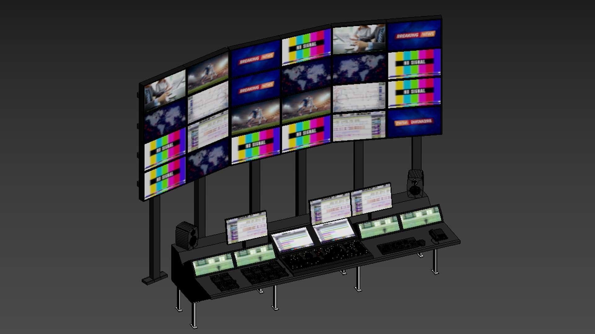 3D model Tv control Room Setup VR / AR / lowpoly CGTrader