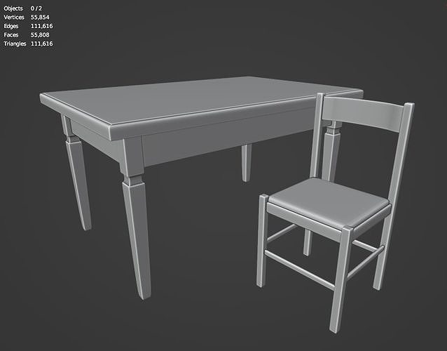 Table and chair free 3D model 3D printable | CGTrader