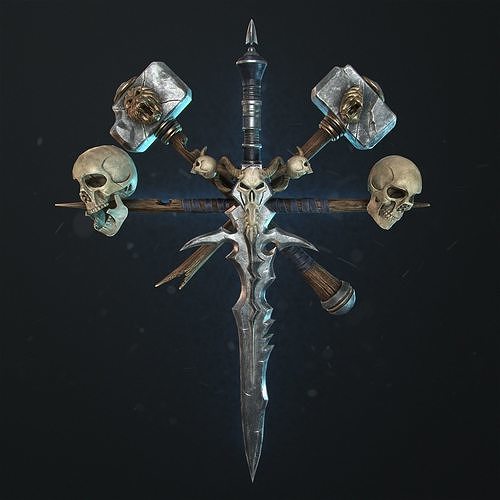 3D model Undead Frostmourne Sword and Hammers Frozen Throne VR / AR