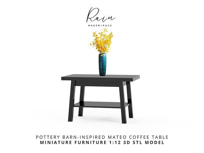 POTTERY BARN INSPIRED MATEO RECTANGULAR COFFEE TABLE 3D model 3D