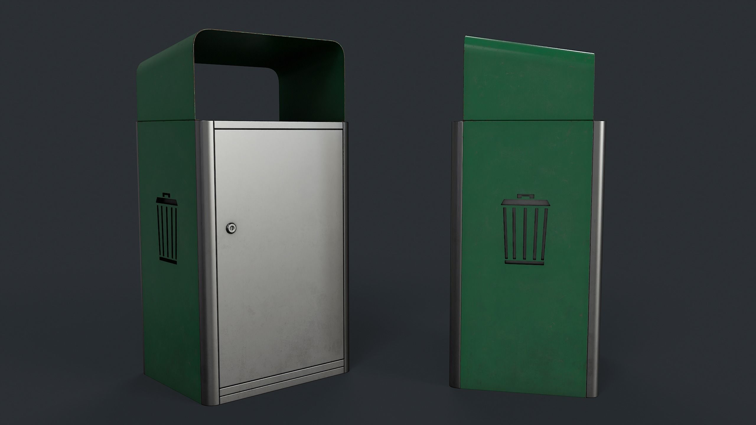 3D model Street Trash Can 17 PBR Game Ready VR