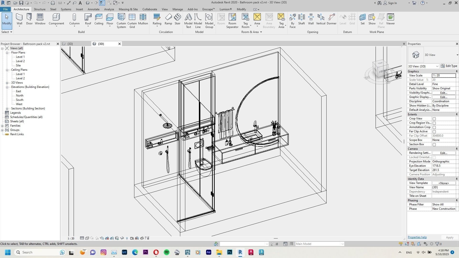 Bathroom design revit family 3D model CGTrader