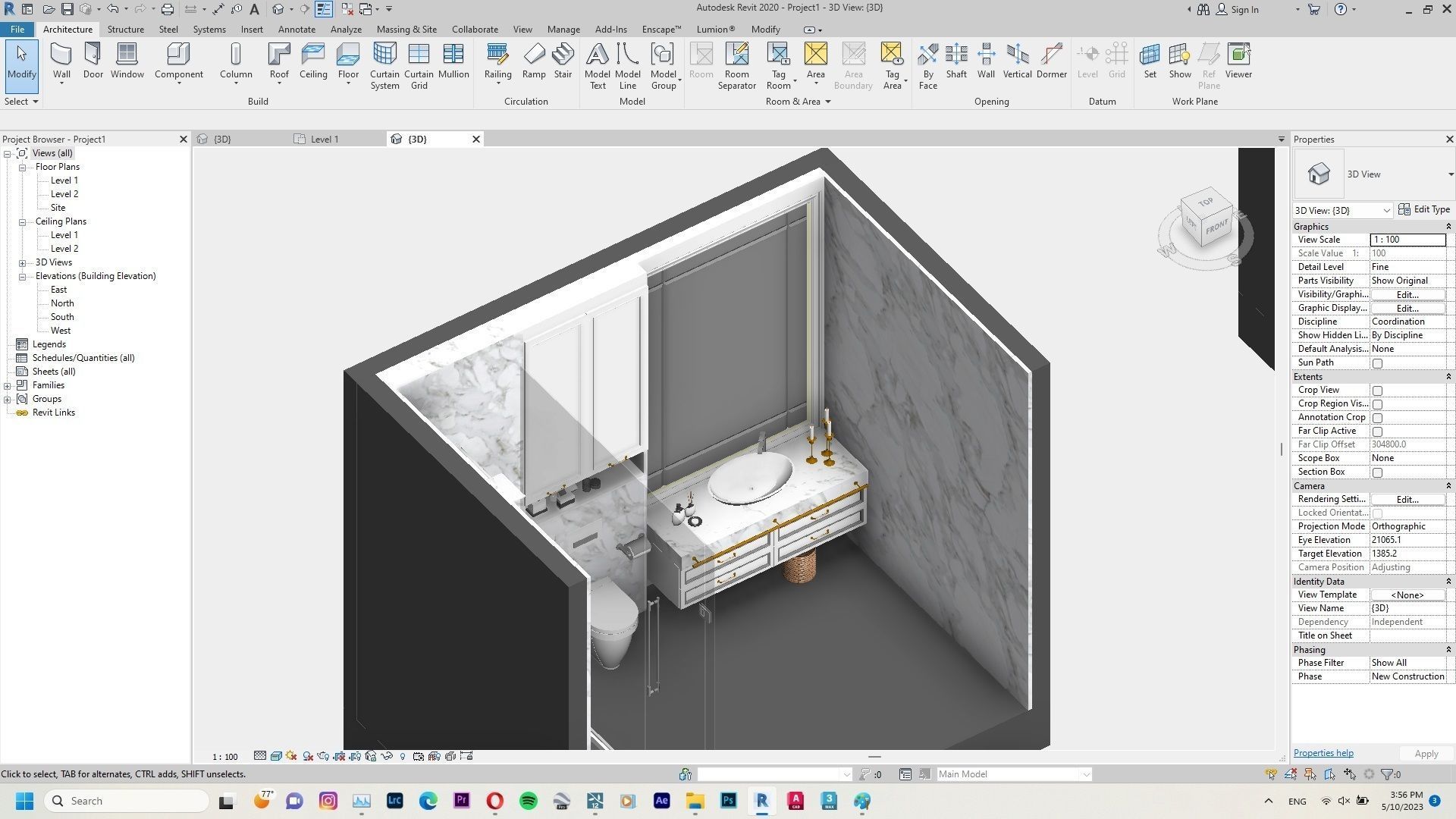 Bathroom design revit family 3D model CGTrader