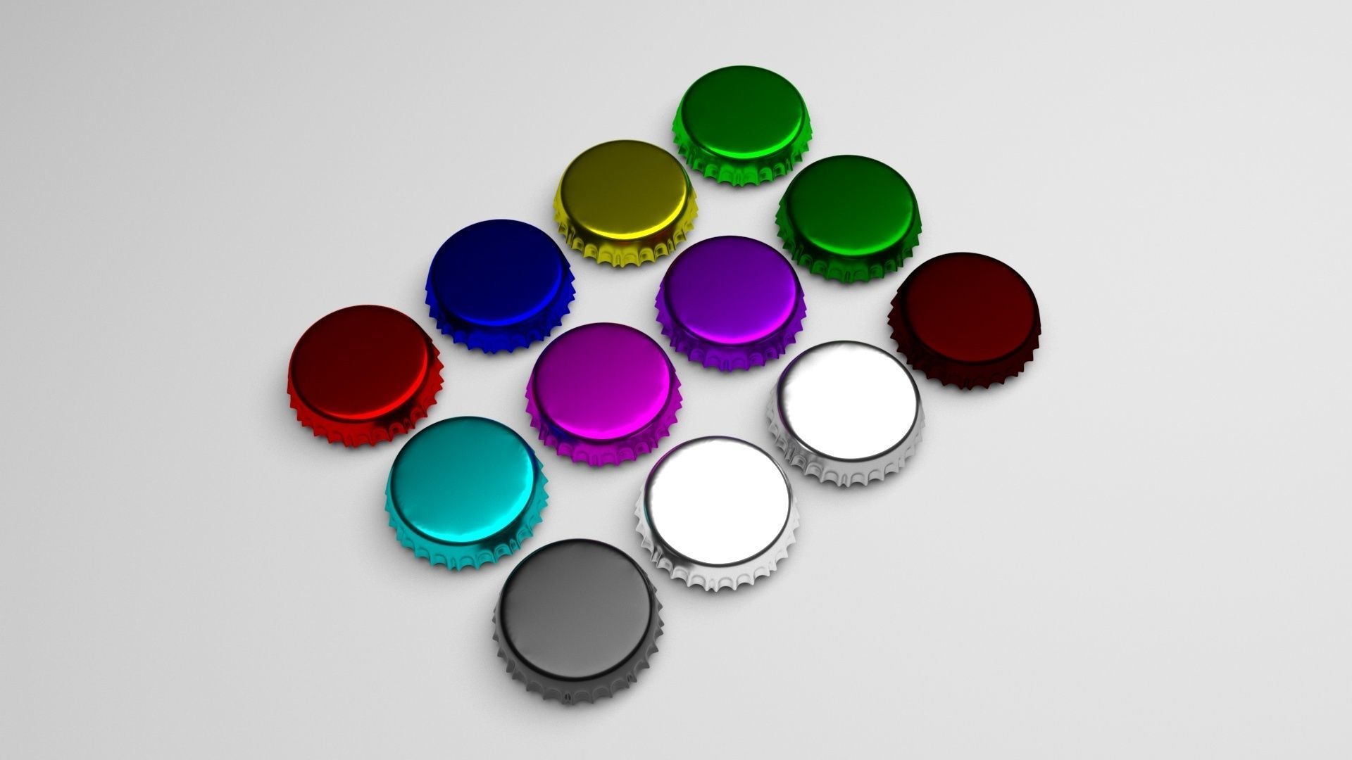 Metal Bottle Caps Set 3D model CGTrader