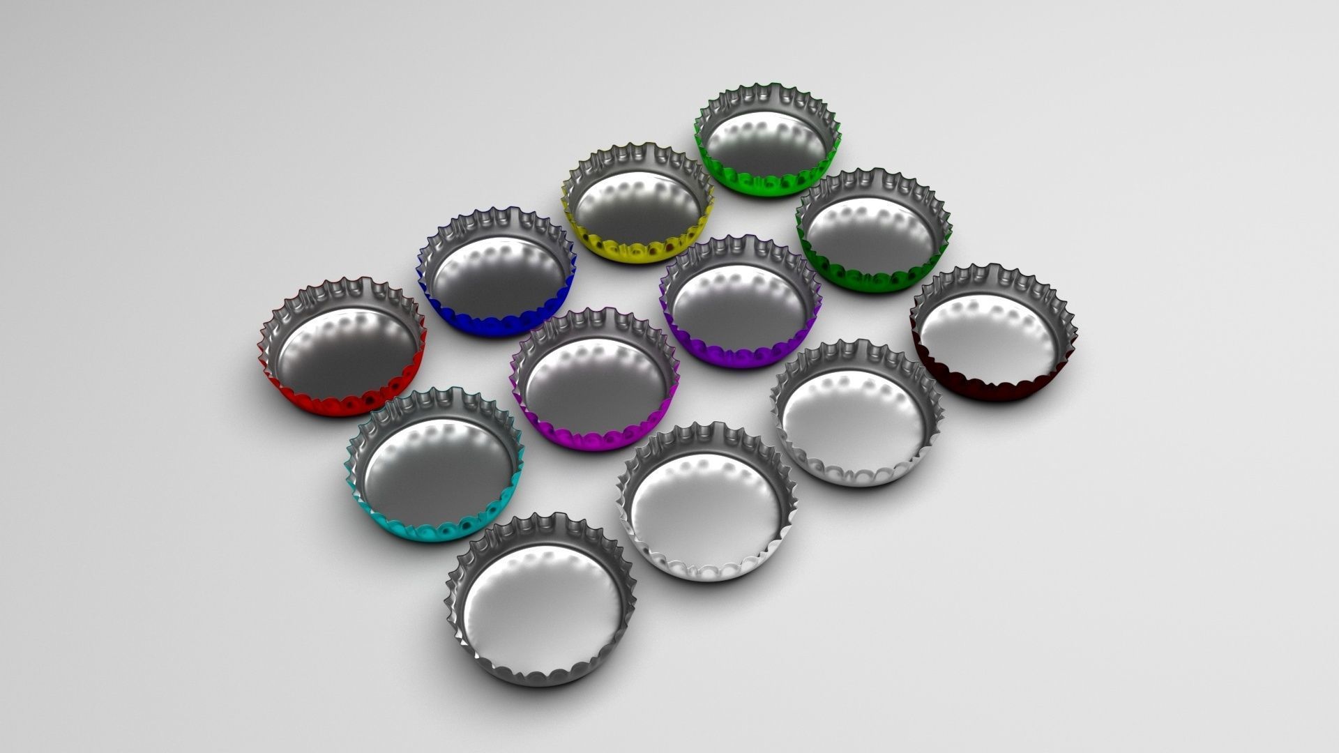 Metal Bottle Caps Set 3D model CGTrader