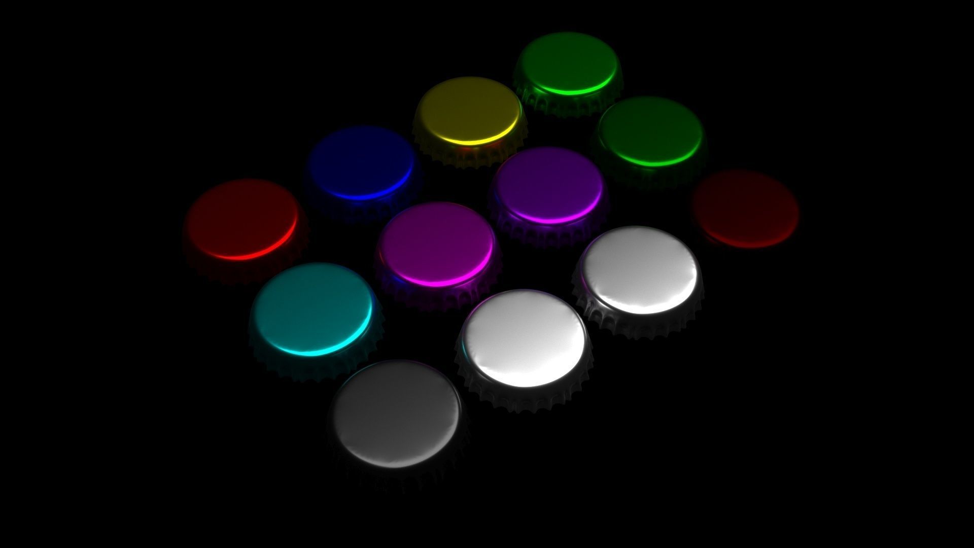 Metal Bottle Caps Set 3D model | CGTrader