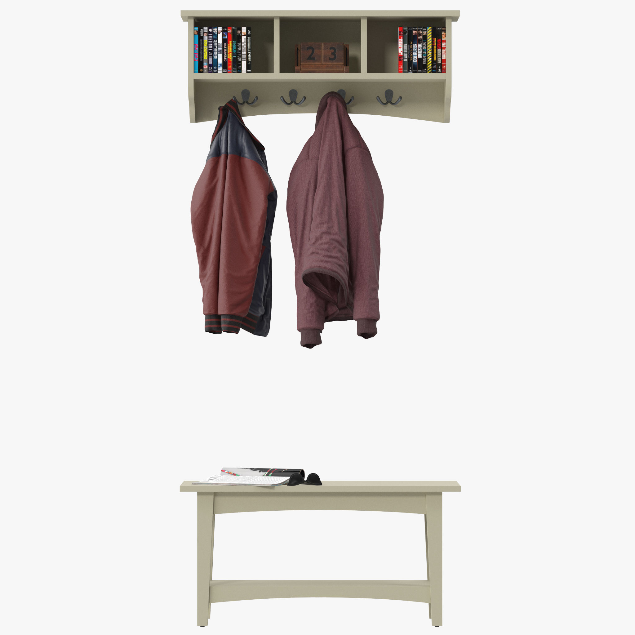 Wall Mounted Coat Hook Storage Unit 3D model CGTrader