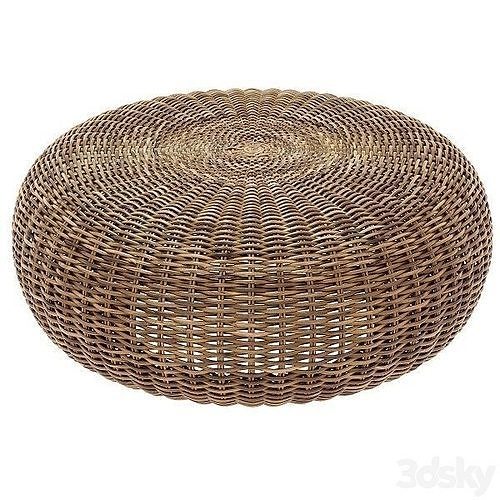 Round Braided Rattan Pouf 3D model CGTrader
