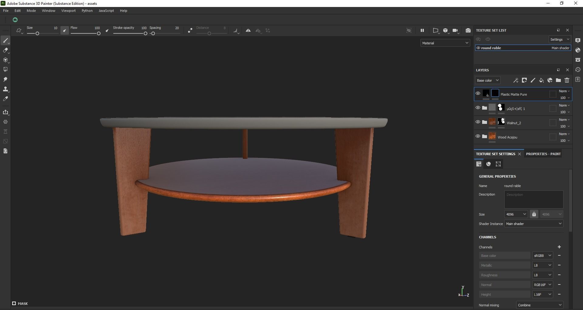 3D model round table desk workbench wood table interior table