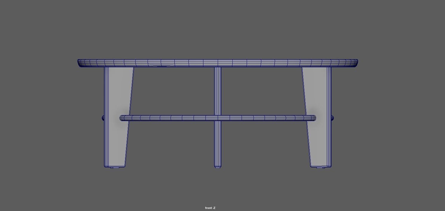 3D model round table desk workbench wood table interior table