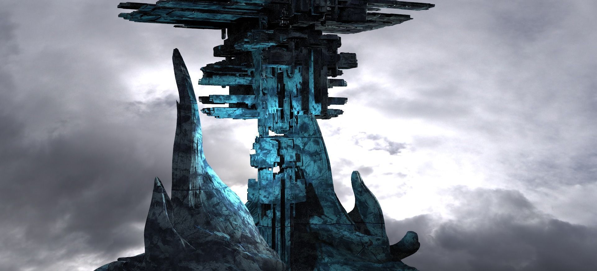 Ice Sci fi Base Tower Rocks 2 3D model | CGTrader