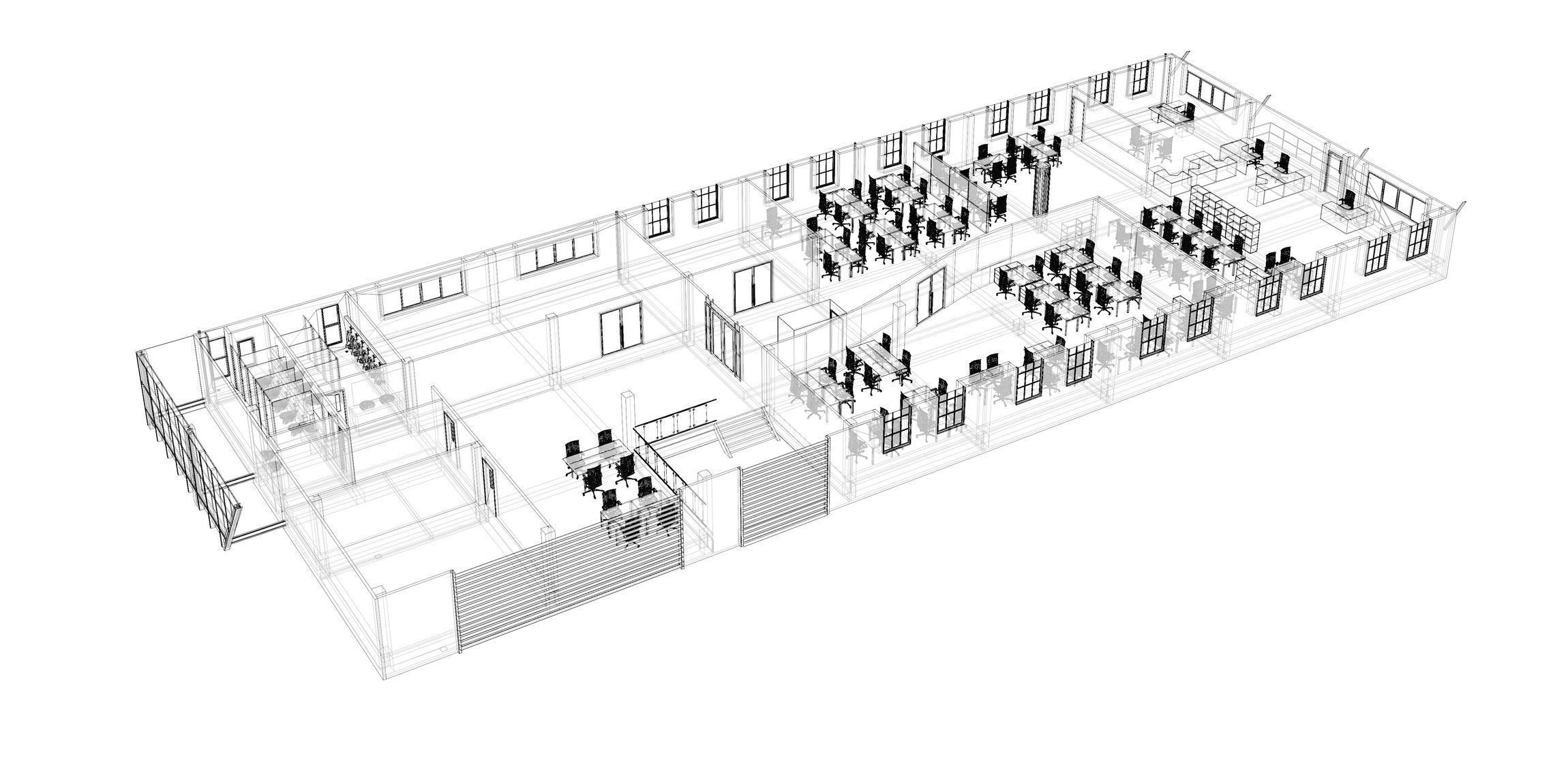 Office plan in building cut 3D model CGTrader